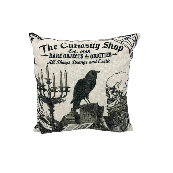 The Curiosity Shop Square Pillow Stamp Printed Halloween - Picture 1 of 4